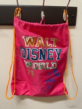 Walt Disney World Pink Drawstring Backpack with Mickey